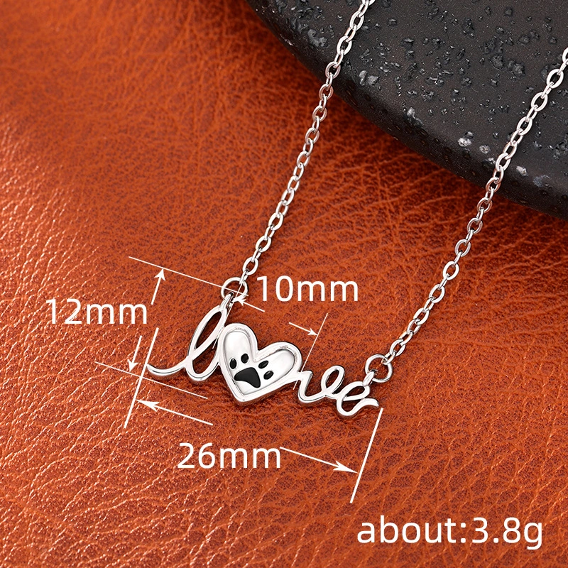  Fashion letter pendant clavicle chain heart-shaped love animal cat paw dog paw necklace for girlfriend gift