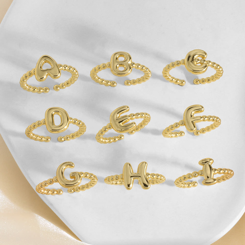 AS jewelry smooth 26 English letters ring female gold-plated open ring female rir42