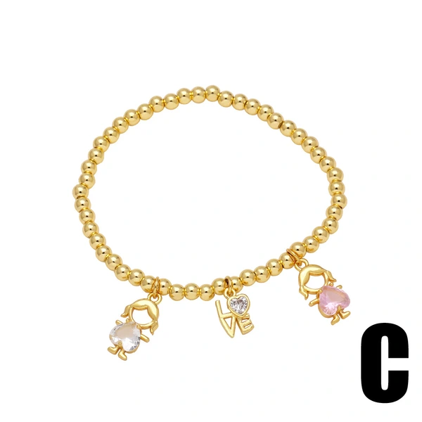 AS jewelry boys and girls pendant bracelet gold-plated inlaid heart-shaped zircon hand jewelry bra11