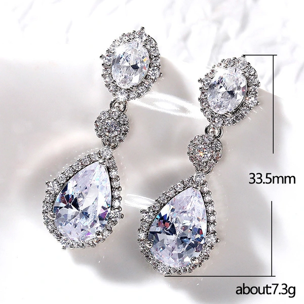 2021 New Temperament Earrings Korean Fashion Versatile Water Drop Zircon Earrings Women's Anniversary Celebration Jewelry