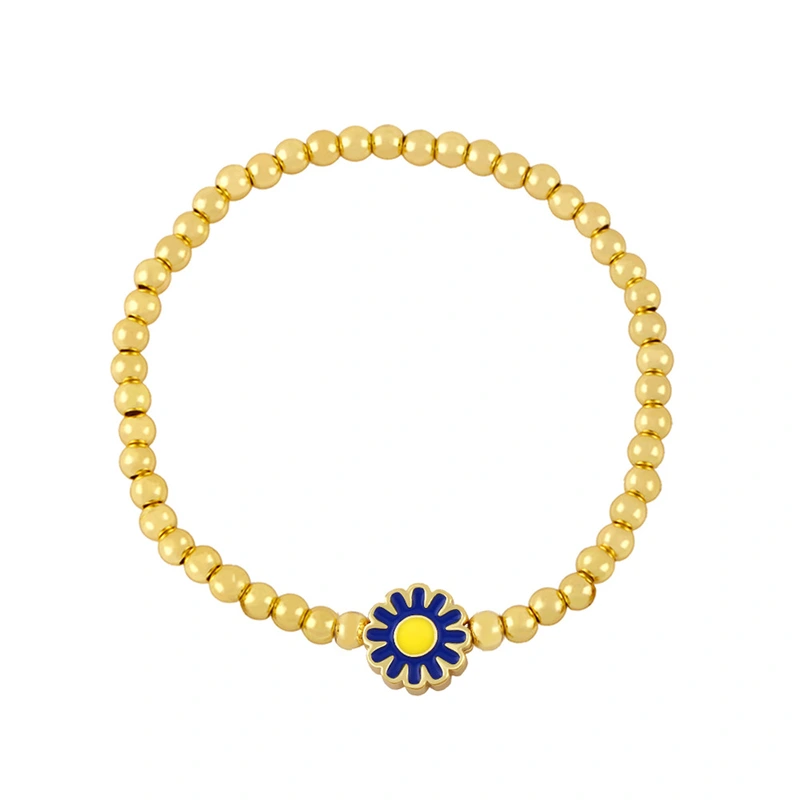 Clearance European and American style gold beaded simple colorful daisy bracelet handmade bre85