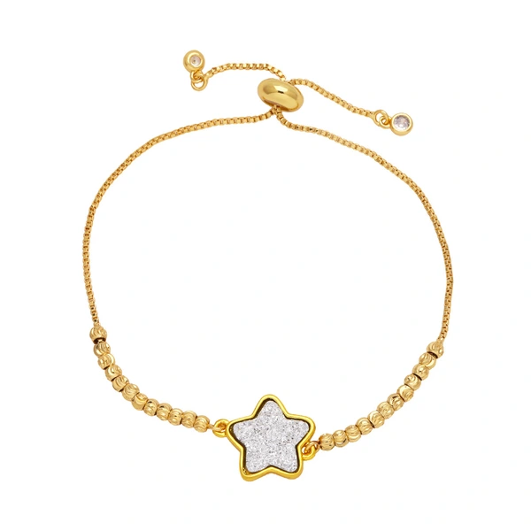 Hot selling bracelet women's style European and American simple five-pointed star gold-plated adjustable pull bracelet brc42