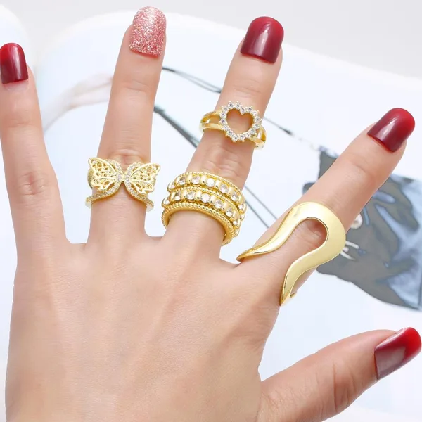 AS jewelry love heart butterfly open ring gold-plated all-match ring female rik81