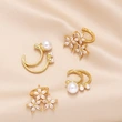 European and American jewelry style pearl earrings for women light luxury high-end inlaid zircon gold-plated flower ear clip erz11