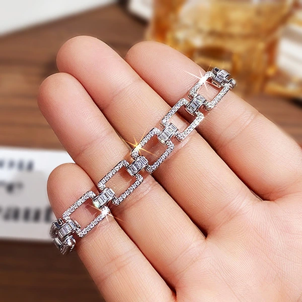 Niche hip-hop punk bracelet neutral square micro-inlaid zircon jewelry fashion personality accessories