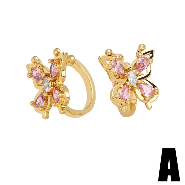 New hot sale love earrings female simple oil drop inlaid zircon gold-plated ear clip no ear piercing earrings erv37