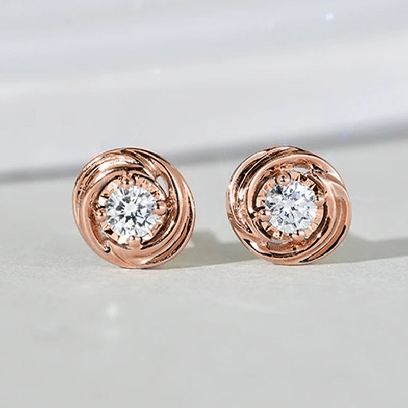 European and Korean inlaid zircon earrings for women, exquisite small round diamond earrings, daily matching whitening jewelry
