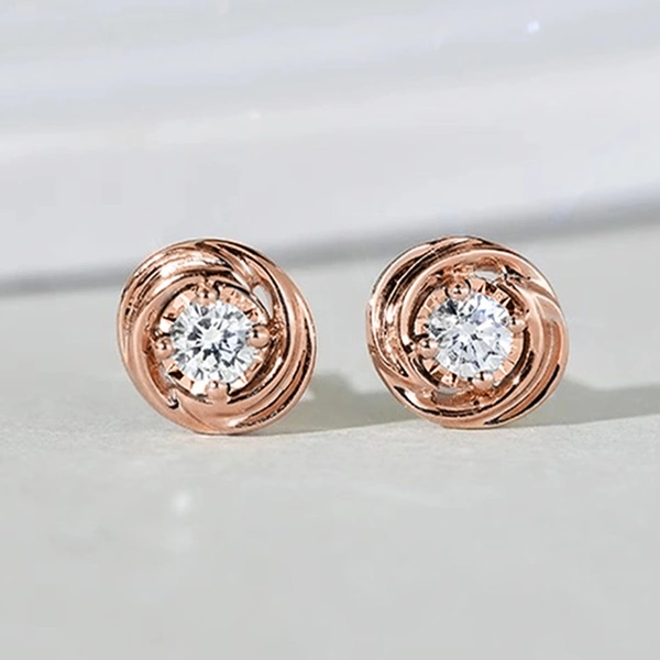 European and Korean inlaid zircon earrings for women, exquisite small round diamond earrings, daily matching whitening jewelry