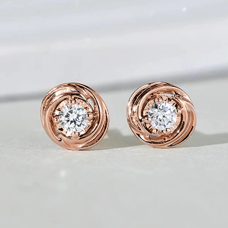 European and Korean inlaid zircon earrings for women, exquisite small round diamond earrings, daily matching whitening jewelry