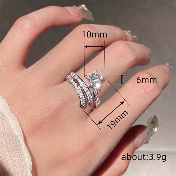 Super fairy design ring double layer wrapped sun and moon star open ring star meteor earring jewelry set
