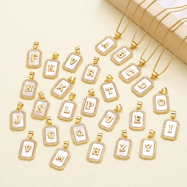 AS jewelry European and American new shell cube 26 English letters necklace clavicle chain female nkb581