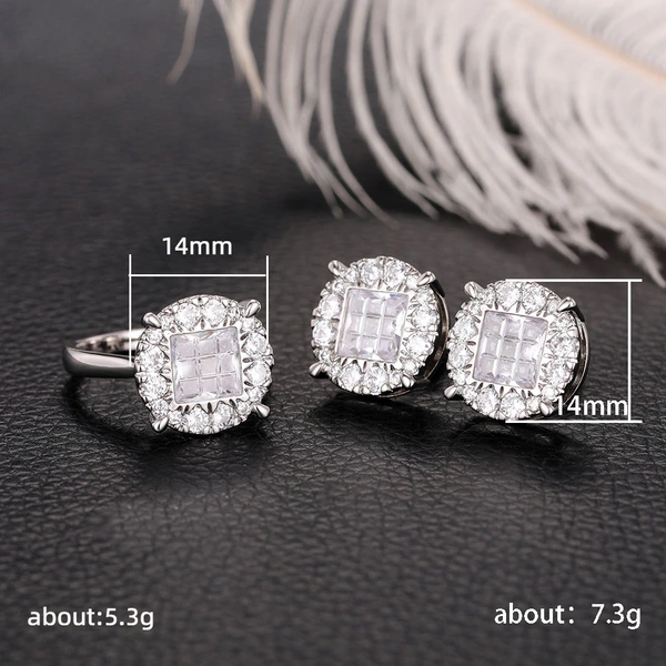 Special frosted zircon jewelry set niche design high-end heavy-duty temperament micro-inlaid earrings for women