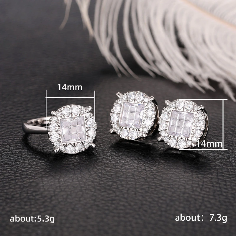 Special frosted zircon jewelry set niche design high-end heavy-duty temperament micro-inlaid earrings for women
