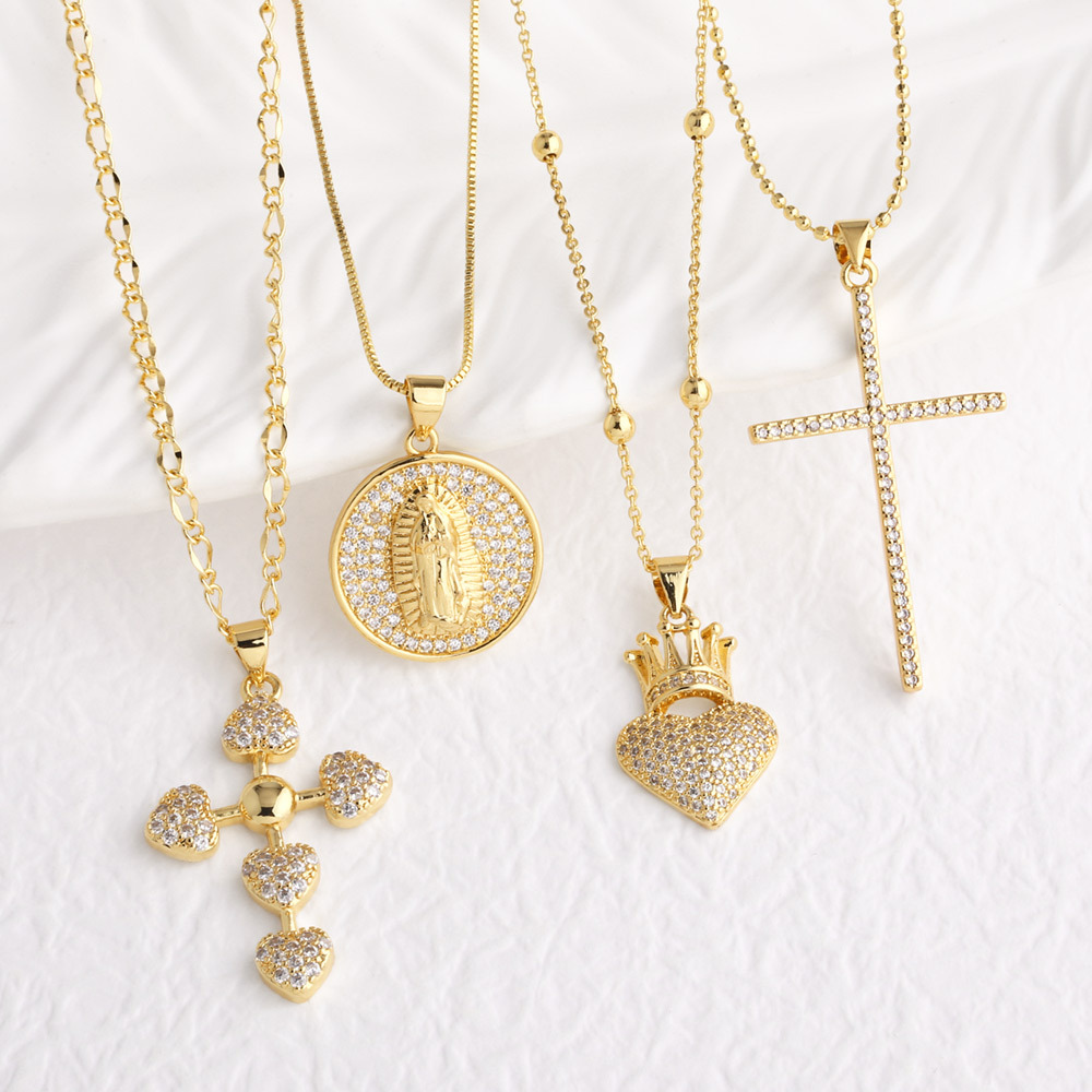 AS jewelry new gold-plated love Our Lady cross pendant necklace clavicle chain nku41