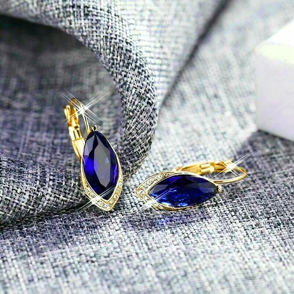  Temperamental design earrings inlaid with marquise-shaped glass earrings, best-selling fashion all-match earrings