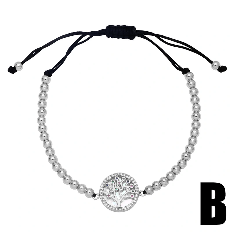 Clearance temperament hollow five-pointed star bracelet female European and American niche design inlaid with colorful zircon tree of life hand jewelry brf24