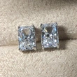 2021 new earrings classic four-claw square diamond zircon earrings copper plated white gold simple earrings