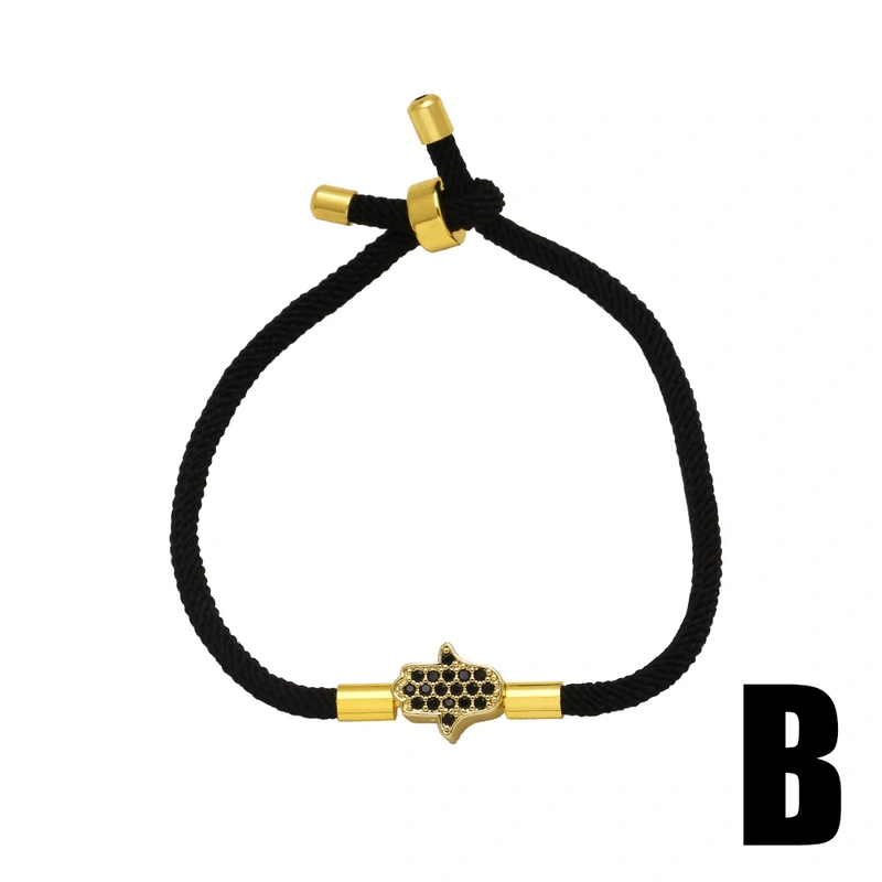 AS jewelry European and American hot selling love palm copper plated 18k gold pendant adjustable bracelet hand rope female bra34