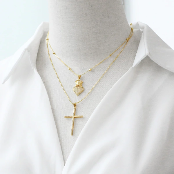 AS jewelry new gold-plated love Our Lady cross pendant necklace clavicle chain nku41