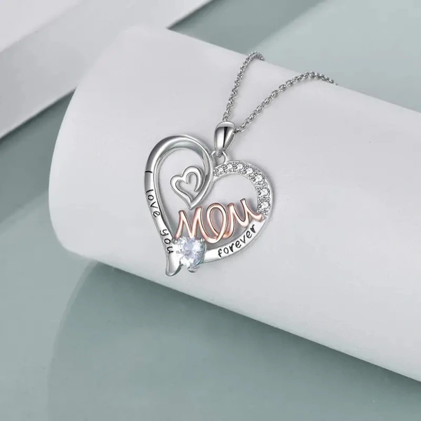 European and American necklace mom double heart two-color necklace high value Mother's Day gift
