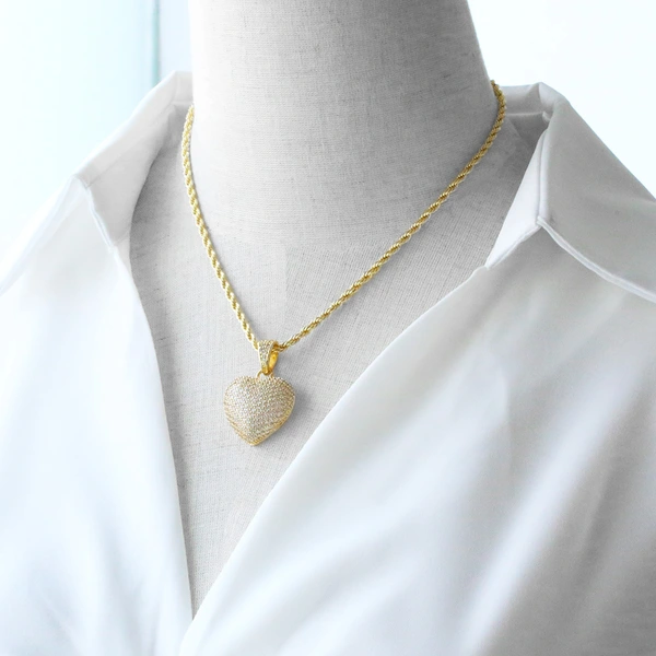 AS jewelry European and American fashion love full zircon pendant necklace female gold-plated hip-hop clavicle chain nkn89