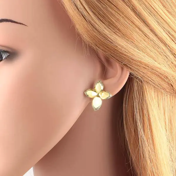 AS jewelry pearl flower earrings gold-plated zircon round earrings earrings erz54