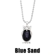Hot selling crystal agate owl necklace retro punk style owl pendant silver sweater chain nkb660