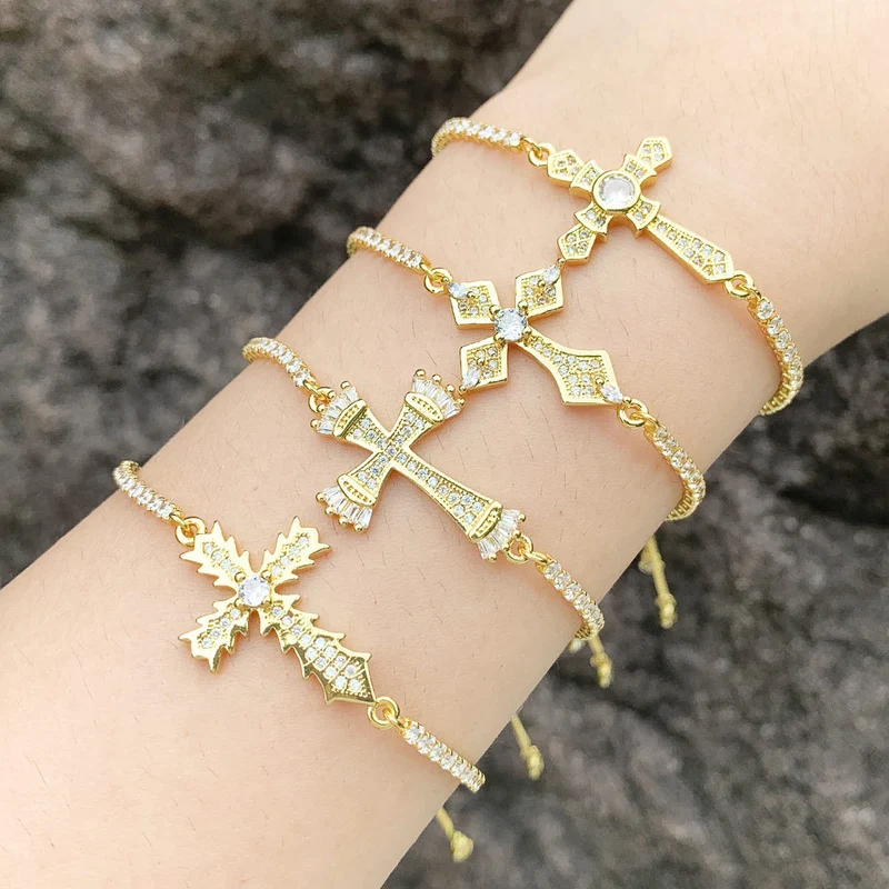 European and American jewelry cold style retro cross bracelet niche design simple bracelet female brg77