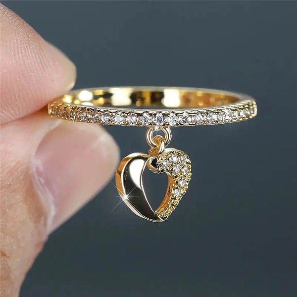   Niche simple all-match ring love heart-shaped hollow index finger ring design pendant female ring
