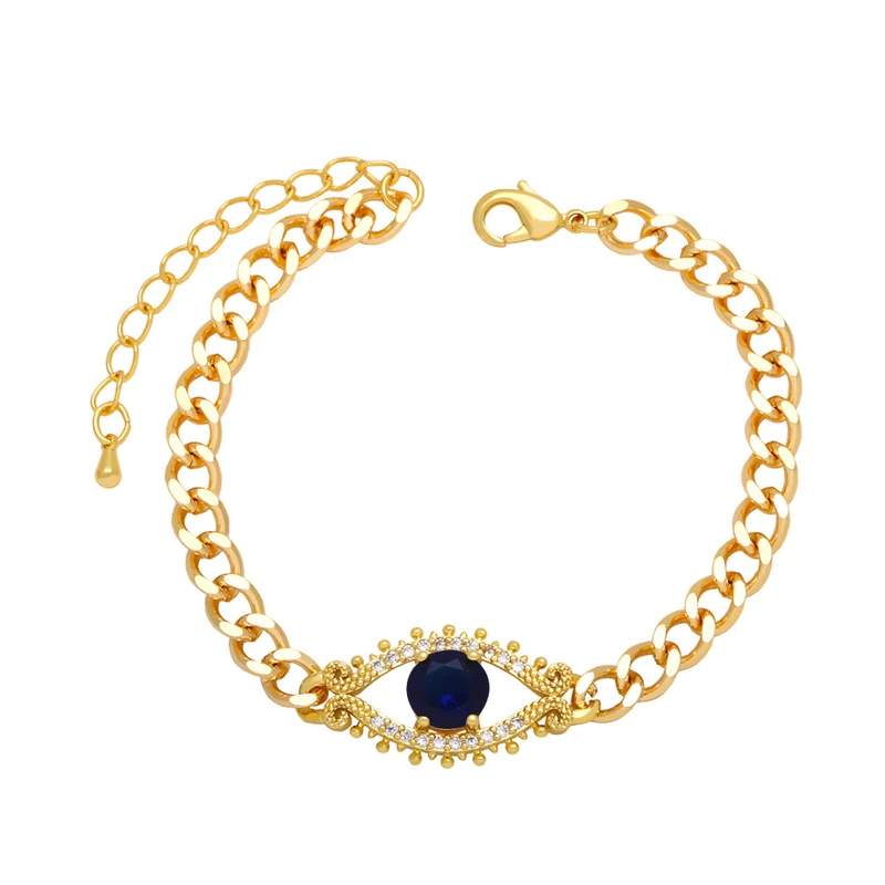 Clearance European and American Cuban chain devil eye bracelet men and women hip hop trend evil eye hand jewelry wholesale brj70