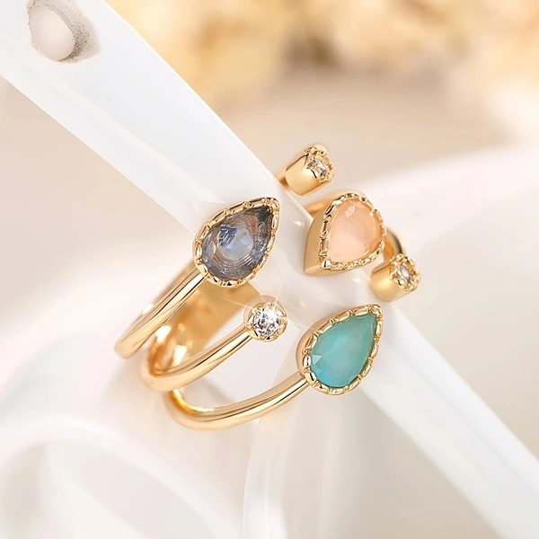  Korean irregular open ring temperament teardrop-shaped simulation ring magazine design royal female ring