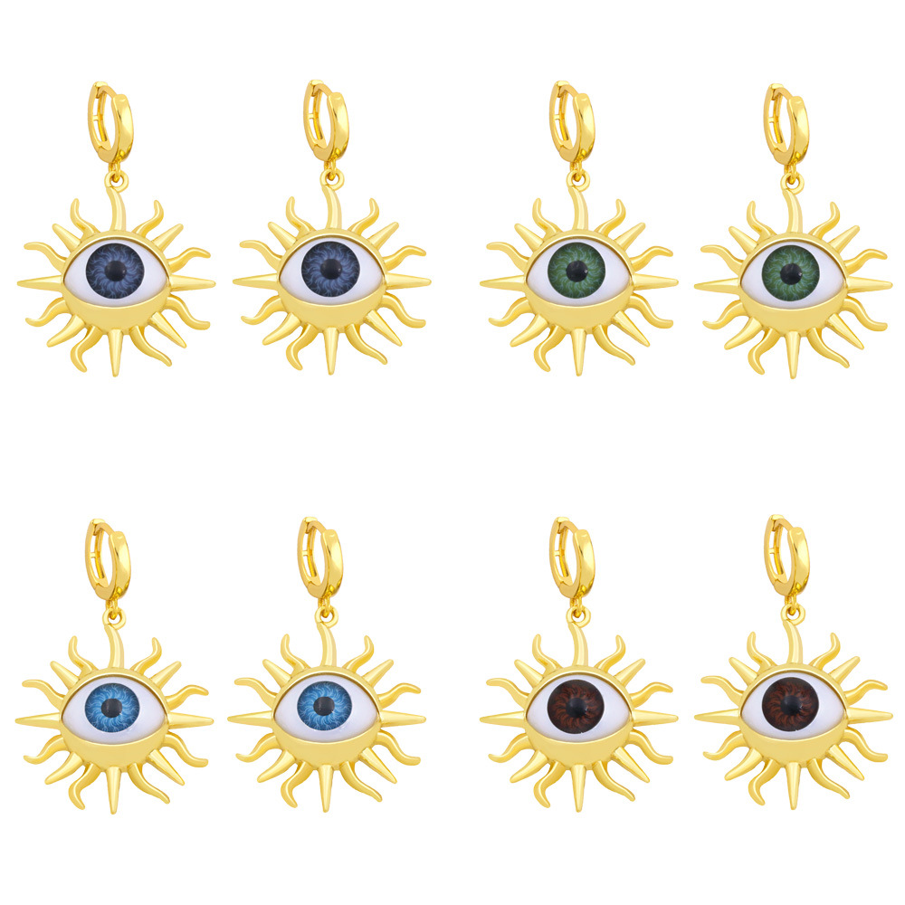 European and American eye earrings oil-drip gold-plated evil eye devil eye earrings wholesale ery39