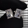 2021 new earrings classic four-claw square diamond zircon earrings copper plated white gold simple earrings
