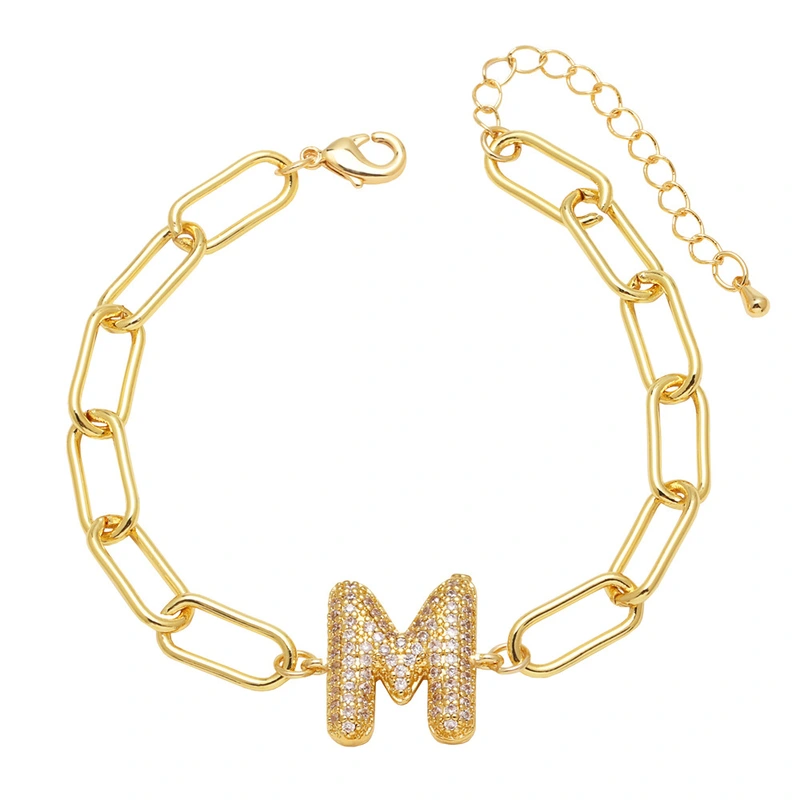 AS jewelry European and American hot-selling copper plated 18k gold zircon 26 English letters love bracelet jewelry brh51