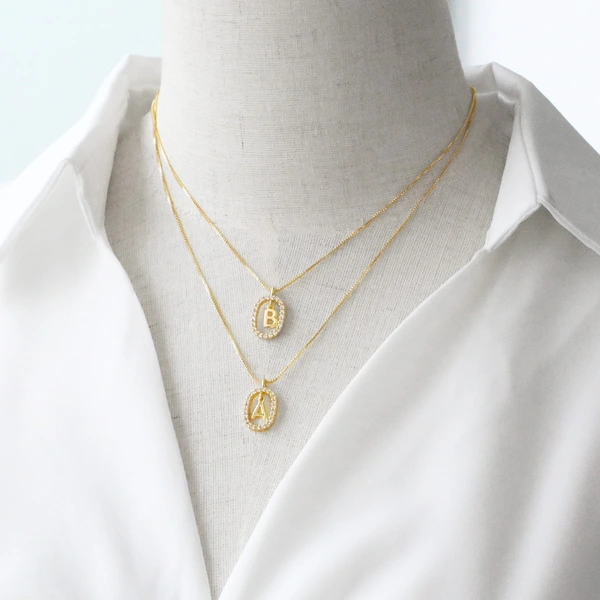 AS jewelry new style inlaid zircon 26 English letters necklace female gold-plated clavicle chain nka019