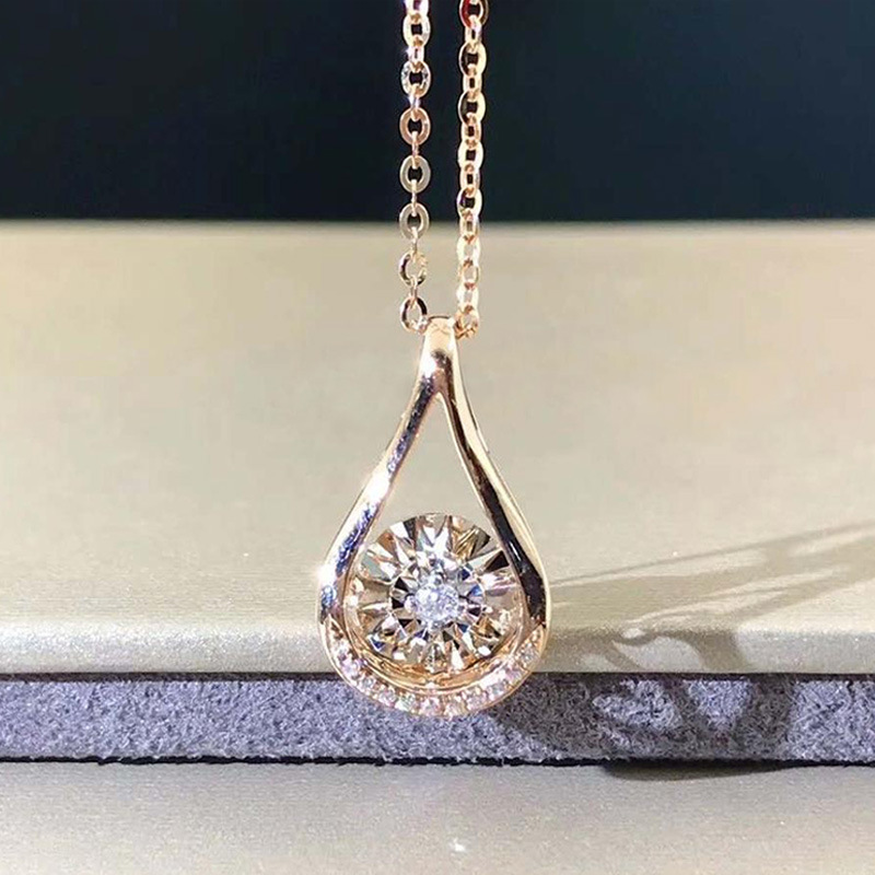 New French exquisite teardrop zircon necklace temperament simple versatile clavicle chain