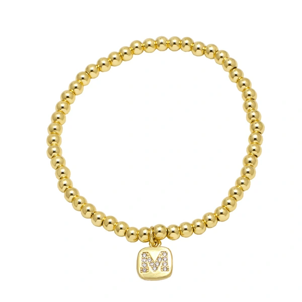 AS jewelry hot selling square 26 English letters pendant bracelet female beaded bracelet brf55