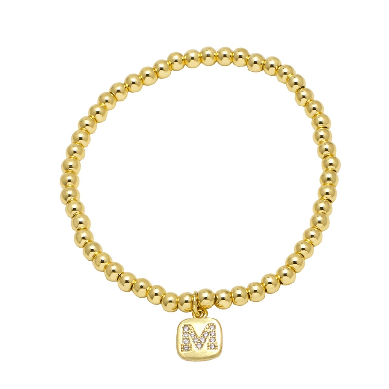 AS jewelry hot selling square 26 English letters pendant bracelet female beaded bracelet brf55