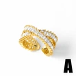 AS jewelry European and American geometric exaggerated high-end copper plated real gold inlaid zircon open ring female rih72