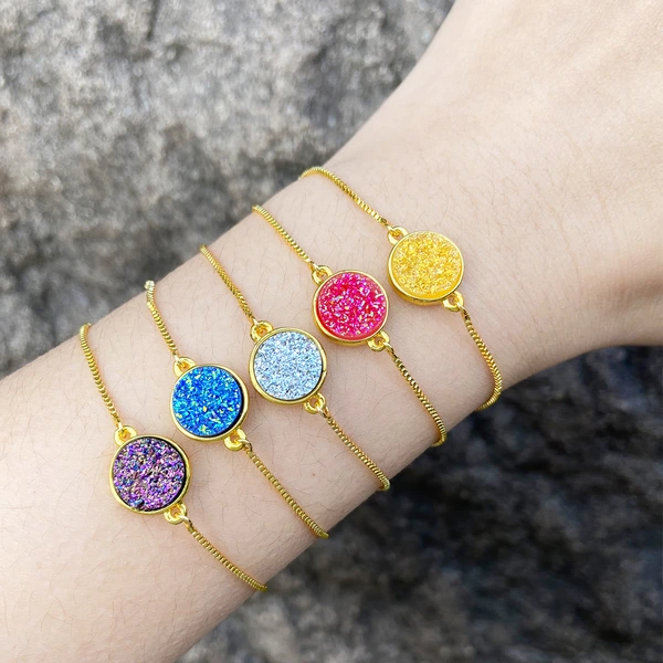 European and American style round bracelet niche design high-end copper plated 18k gold hand jewelry bracelet female brc55