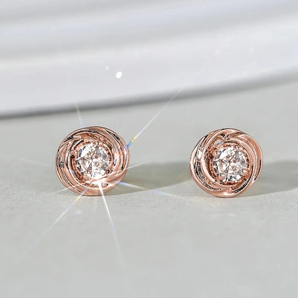 European and Korean inlaid zircon earrings for women, exquisite small round diamond earrings, daily matching whitening jewelry