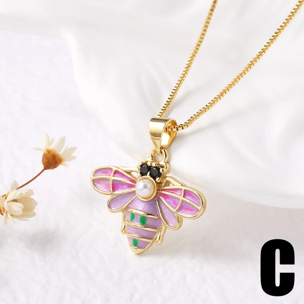 AS jewelry Europe and the United States hot selling color dripping copper plated 18k gold butterfly pendant necklace clavicle chain nka088