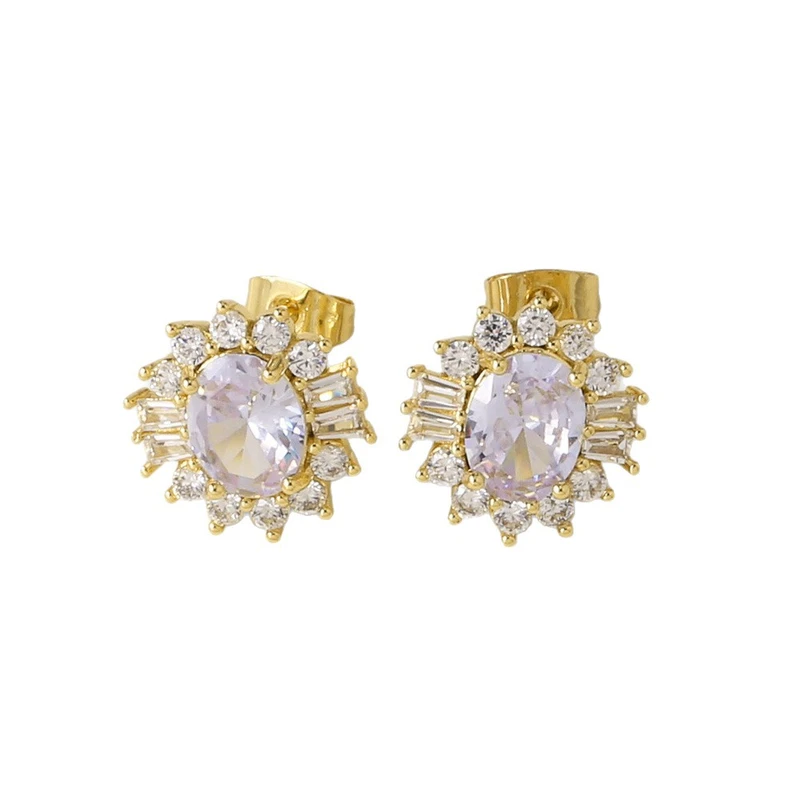 AS jewelry micro-inlaid zircon earrings copper plated 18k gold love heart earrings earrings female ery08