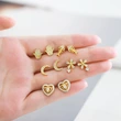 Hot selling zircon heart crab flower fish bone small earrings cute small diamond ear bone studs ert24