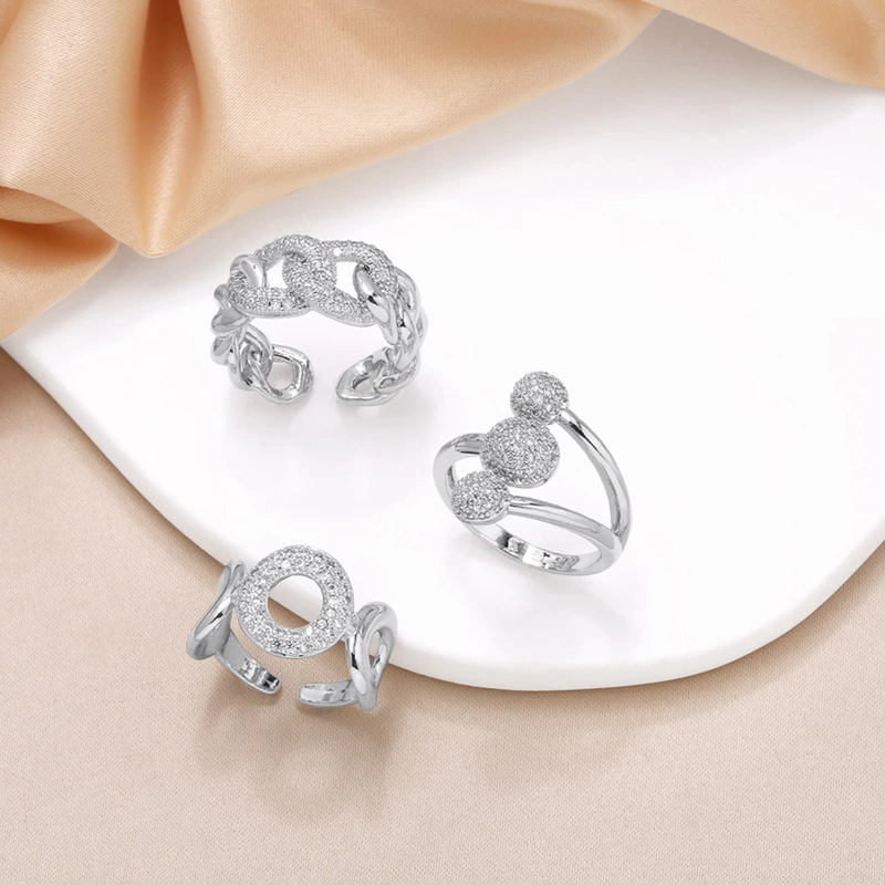 Clearance AS jewelry round irregular open ring female gold-plated zircon ring rih22