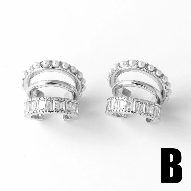 AS jewelry C-shaped double-layer ear bone clip pearl gold-plated zircon earrings earrings era193