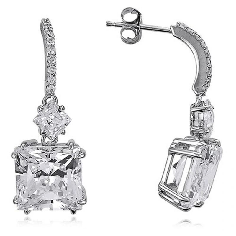 New earrings 8*8mm rock sugar zircon tassel earrings for women with round face and slimming earrings