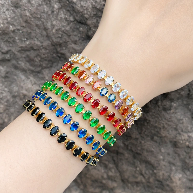 New European and American fashion color zircon bracelet female personality temperament versatile adjustable bracelet brd33