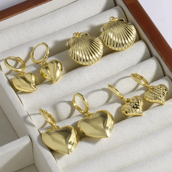 AS jewelry new glossy love heart copper plated 18k gold earrings earrings earrings era282