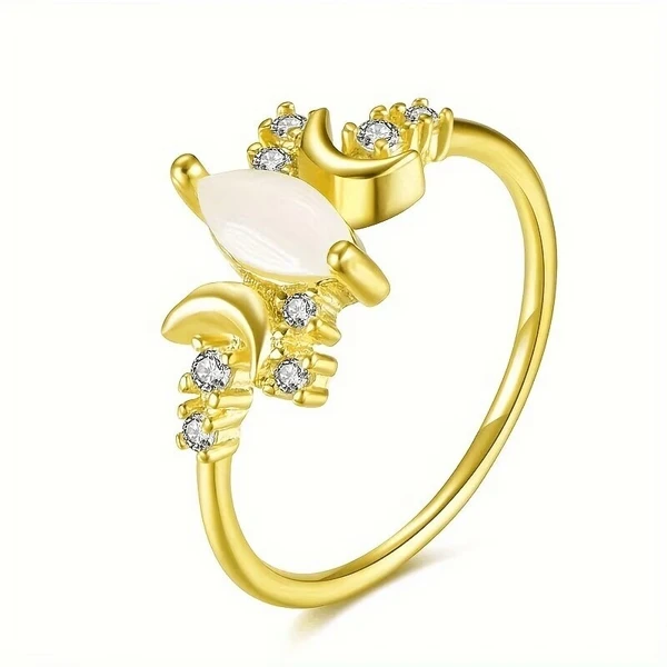  European and American ring women's moon horse eye exquisite ring sweet lady niche style jewelry